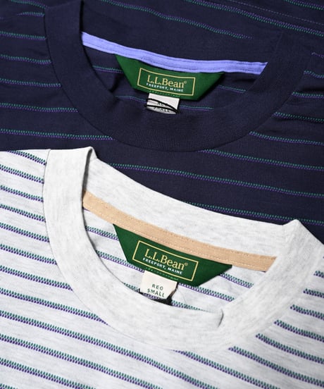L.L.Bean Striped Short Sleeve Wide T-Shirt Navy