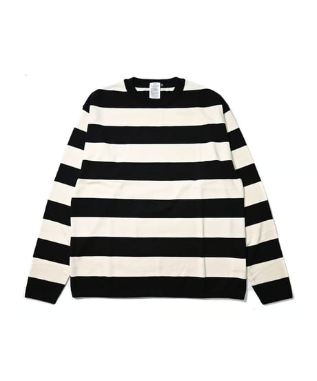 A.R.P. Level2 Heat Knit All Cotton High Gauge Wide Stripe Crew Neck Shirt