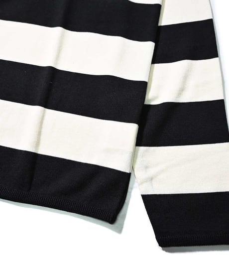 A.R.P. Level2 Heat Knit All Cotton High Gauge Wide Stripe Crew Neck Shirt