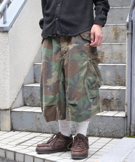 Remake Us Army M-65 Jorts Woodland Camo -2