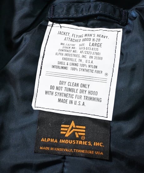90s Deadstock Alpha N-2B Flight Jacket Navy made in USA