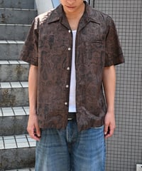 60-70s Key West Fabrics Hand Print Short Sleeve Shirt -10