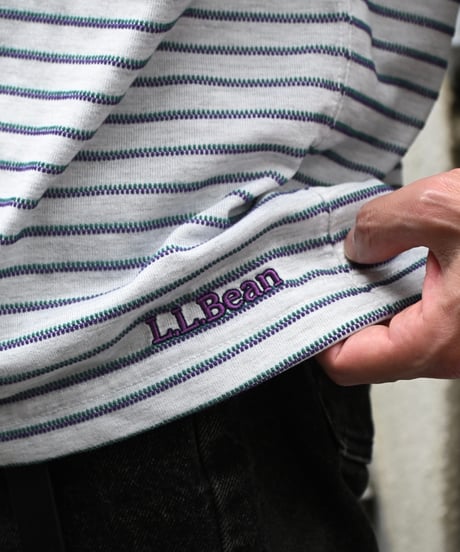 L.L.Bean Striped Short Sleeve Wide T-Shirt Ash Gray