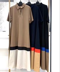 【BRAHMIN／ブラーミン】配色ドッキングポロワンピース