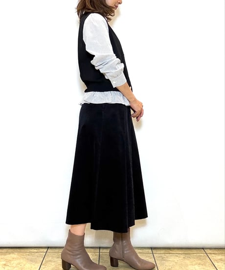【ATELIER SIX／アトリエシックス】ニット+布帛シャツドッキングトップス