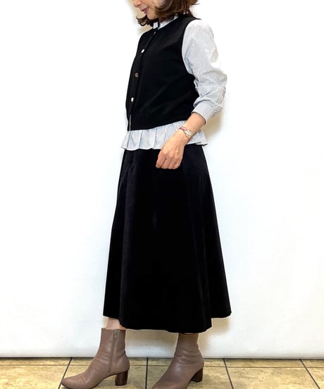 【ATELIER SIX／アトリエシックス】ニット+布帛シャツドッキングトップス