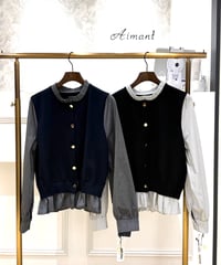 【ATELIER SIX／アトリエシックス】ニット+布帛シャツドッキングトップス