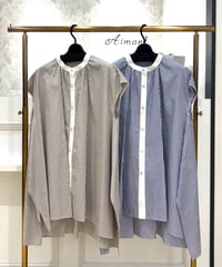 【NOUQUE／ヌーク】ストライプロングシャツ