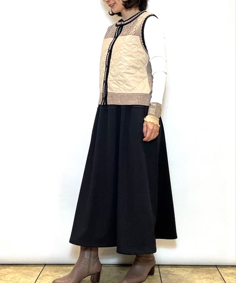 【Srieee／シュリ】パネルキルト×ニットドッキングベスト