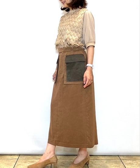 【BRAHMIN／ブラーミン】フェイクスエードカーゴスカート