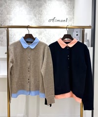 【BRAHMIN／ブラーミン】襟付きドッキングカーディガン