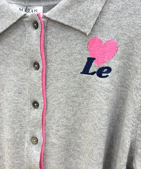 【Le MARAIS／ル マレ】ポロ襟ハート刺繍カーディガン