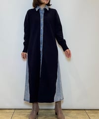 【TULUMB／トゥルム】ニット×デニムドッキングシャツワンピース