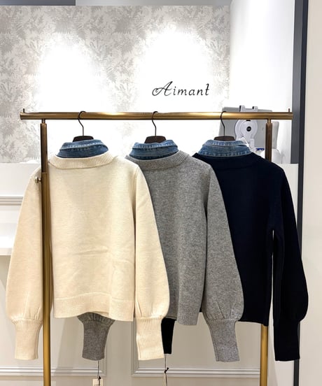 【TULUMB／トゥルム】デニムボウタイ付  ドッキングカーディガン