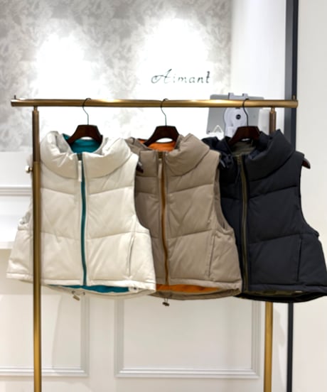 【COUVEE／クベ】中綿ベスト+ニットワンピースツインセット