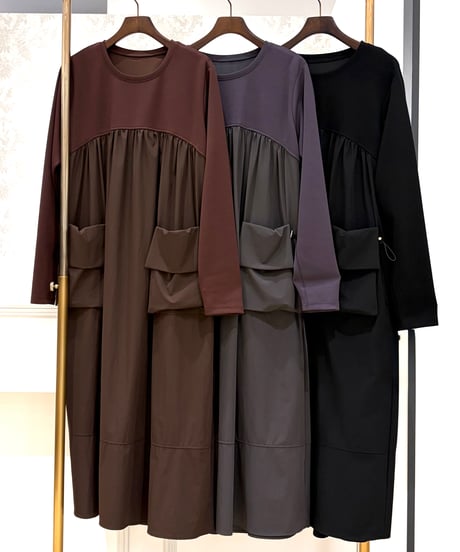 【ATELIER SIX／アトリエシックス】ダンボール×異素材ドッキングワンピース