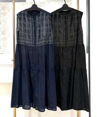 【couvee／クベ】幾何柄刺繍ティアードワンピース