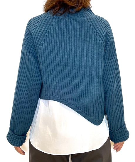 【ATELIER SIX／アトリエシックス】アシンメトリー リブプルオーバー