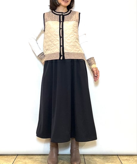 【Srieee／シュリ】パネルキルト×ニットドッキングベスト