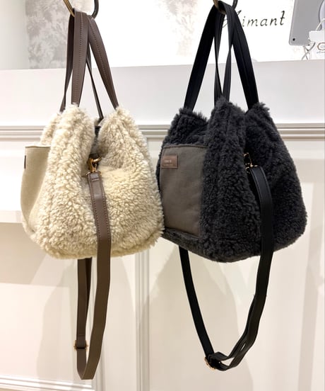 【Mylanka／ミランカ】エコムートン×ボア  リバーシブルミニトートバッグ