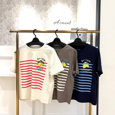 【Le MARAIS／ル マレ】レモンモチーフボーダーTシャツ