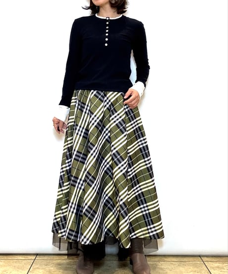 【Lallia Mu／ラリアムー】リバーシブルタフタ チュールスカート