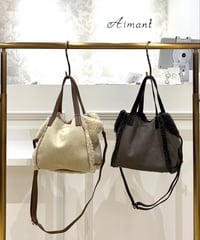 【Mylanka／ミランカ】エコムートン×ボア  リバーシブルミニトートバッグ