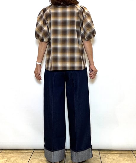 【BRAHMIN／ブラーミン】配色ステッチロールアップデニムパンツ