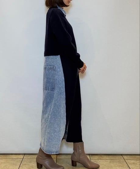 【TULUMB／トゥルム】ニット×デニムドッキングシャツワンピース