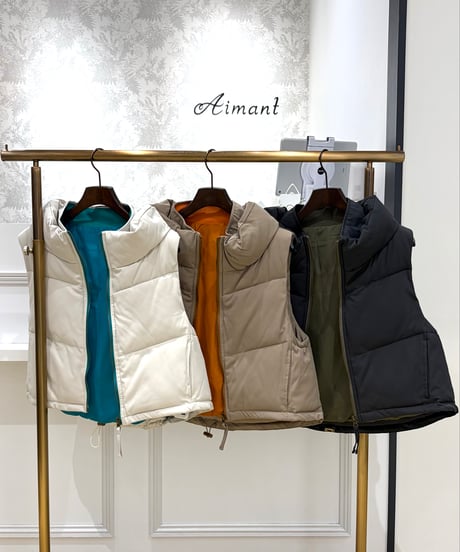 【COUVEE／クベ】中綿ベスト+ニットワンピースツインセット