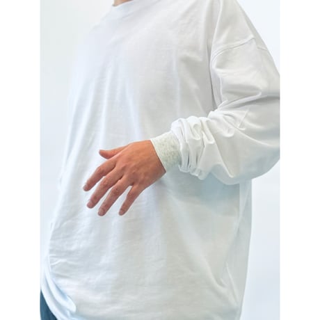 STUMPSTAMP OVERLOCK CONTRAST CUFFS L/S TEE "WHITE”