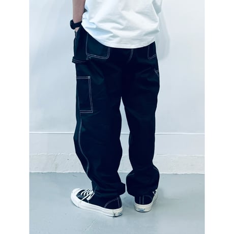 STUMPSTAMP PAINTER PANTS "BLACK WITH WHITE STITCH"