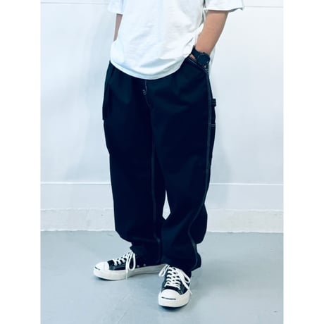 STUMPSTAMP PAINTER PANTS "BLACK WITH WHITE STITCH"