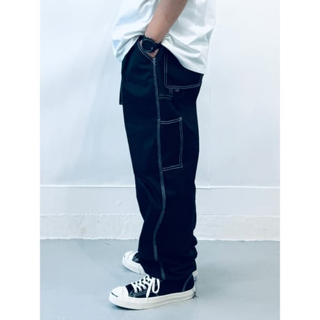 STUMPSTAMP PAINTER PANTS "BLACK WITH WHITE STITCH"