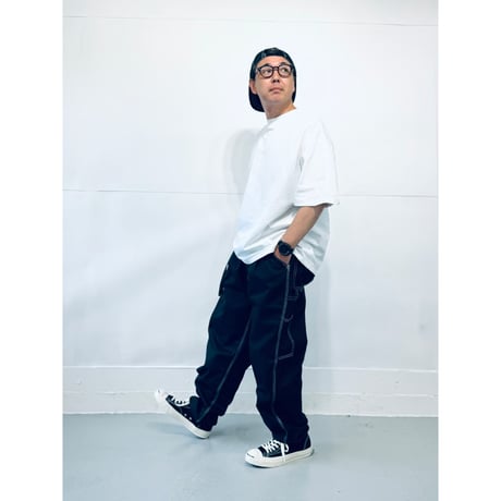STUMPSTAMP PAINTER PANTS "BLACK WITH WHITE STITCH"