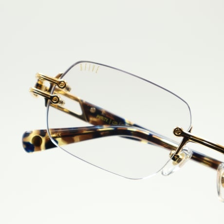 9five PURITY Coastal Blue & 24k Gold Clear Lens Glasses プリティー