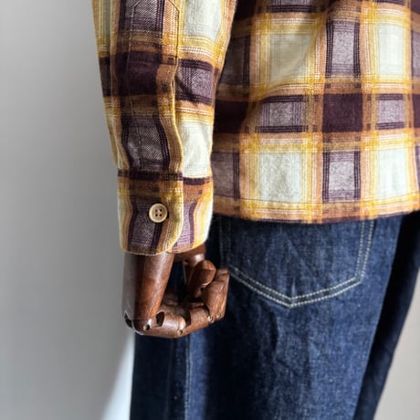 PRINTED FLANNEL CHECK 2POCKET OPEN COLLAR SHIRTS BS387-17 / Bohemians ボヘミアンズ