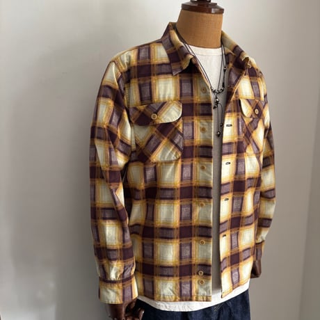 PRINTED FLANNEL CHECK 2POCKET OPEN COLLAR SHIRTS BS387-17 / Bohemians ボヘミアンズ