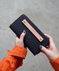 Long Round zip wallet➖panther black➖