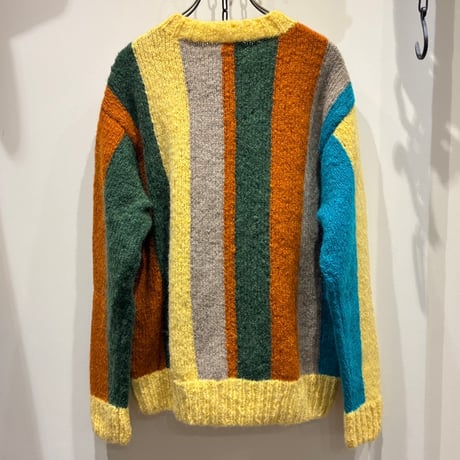 SLOW HANDS（スローハンズ） Mohair multi stripe crew cardigan （モヘアマルチストライプクルーカーディガン/YW-64b）