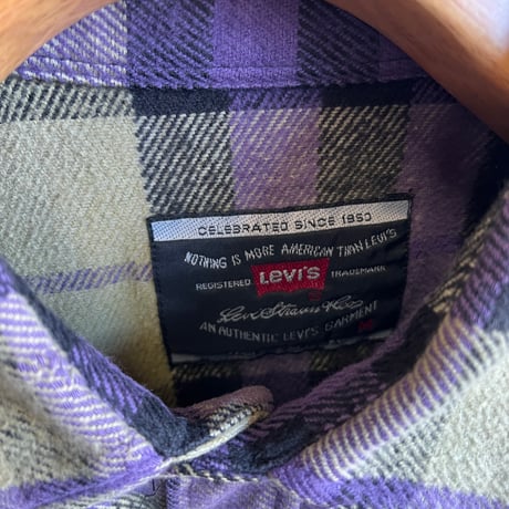 1990's Levi's Heavy Nel Shirts Size M Purple made in portugal