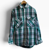 1980's Private Property Size M Heavy Nel Shirts Green