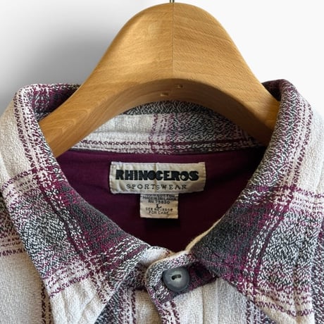 1990's RHINOCERO Size L Check Nel Shirts Purple