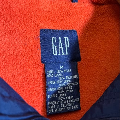 1990's GAP Nylon Anorak Parka Size M Navy/Orange Red
