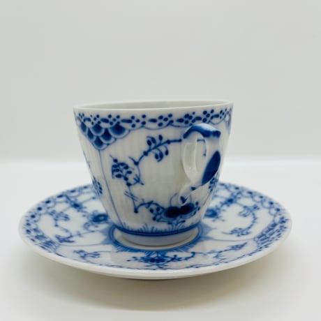 《Royal Copenhagen》  ブルーフルーテッド　フルレース コーヒーC&S -A