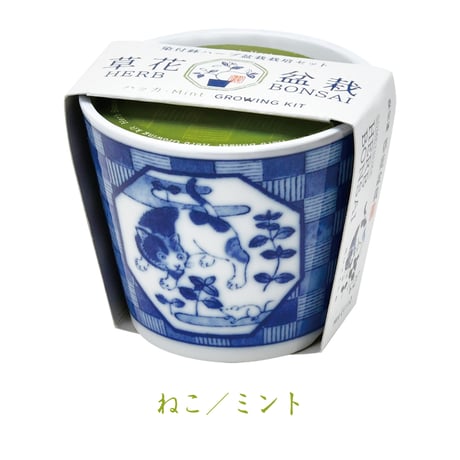 ハーブ栽培セット 染付小紋 草花BONSA