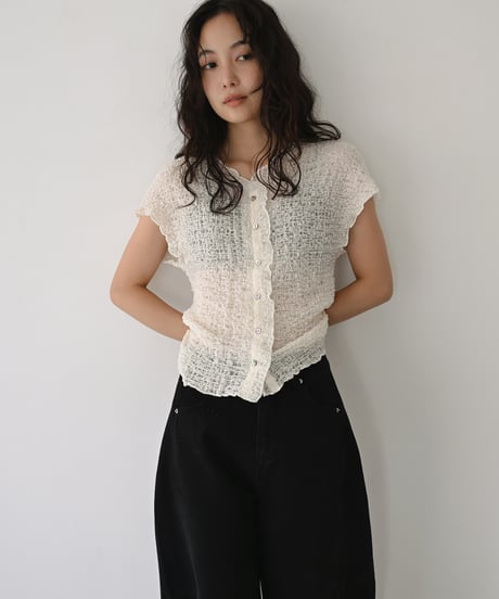 French Sleeve Shirring Cardigan t1911-559