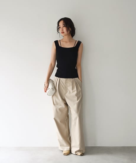 Square Neck Knit Tank np-t1911-556