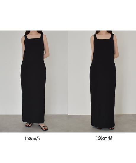 Square Neck Long Onepiece（Black）op-0202009565