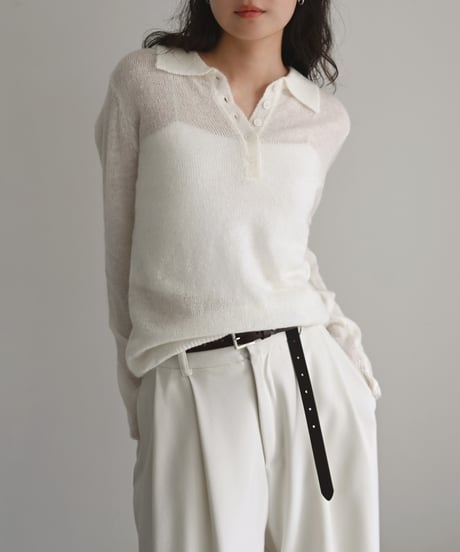 Sheer Polo Knit Tops t1911-571